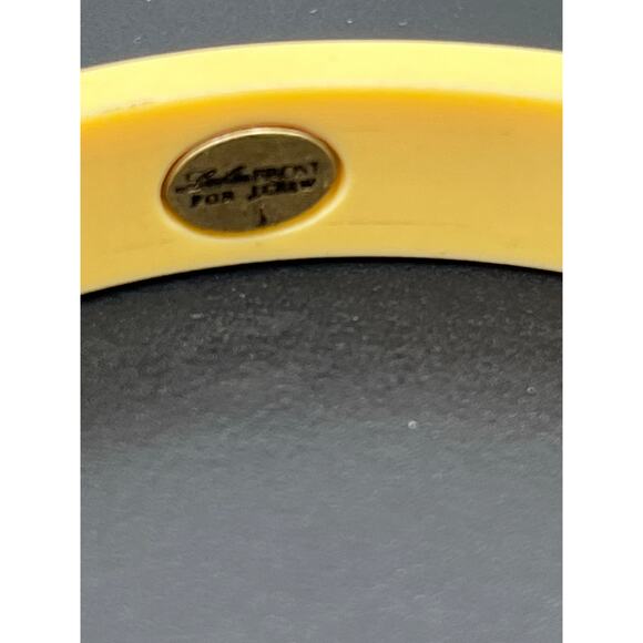 Lulu Frost For J. crew Yellow Acrylic Pave Rhinestones Crest Bangle Bracelet - Picture 6 of 9